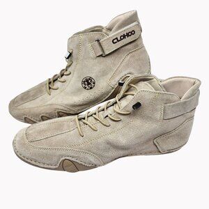 Clohoo Men’s Size 10 US / 44 EU Beige Tan Leather High Top Casual Shoes NEW